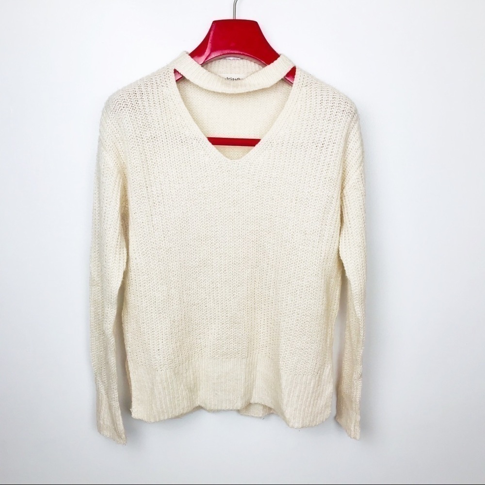 Impressions Pintuck Neck Ivory Sweater‎